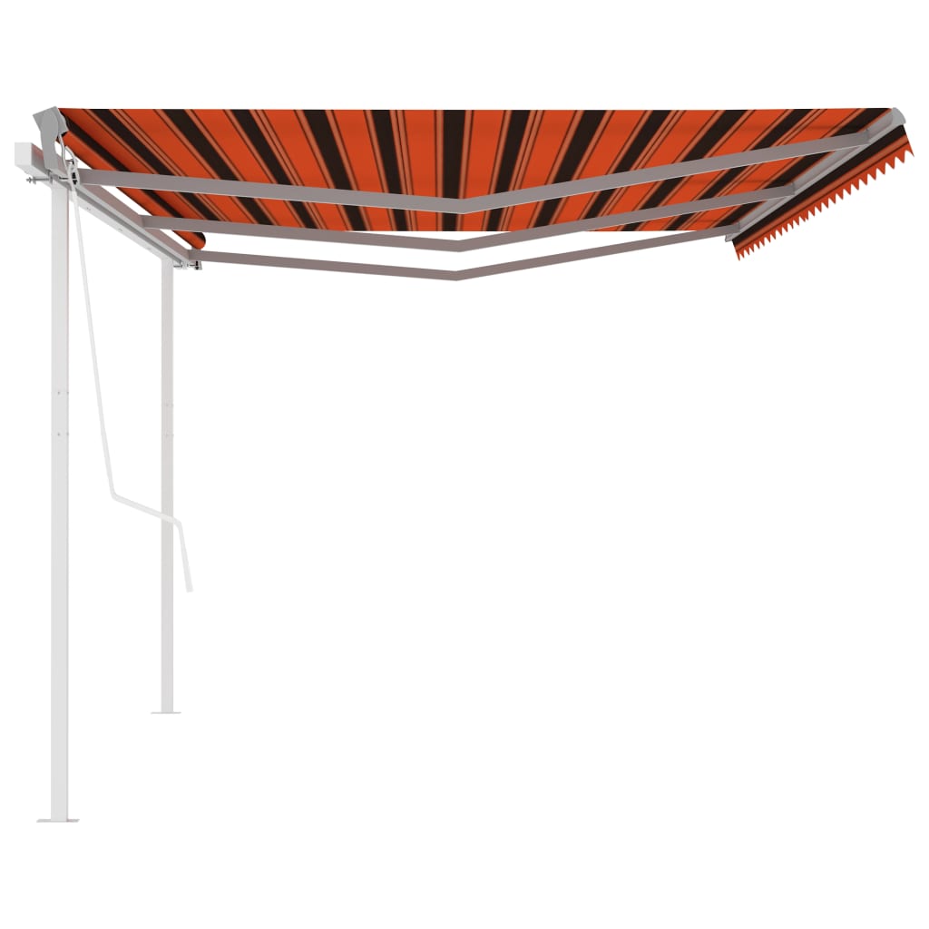 vidaXL Copertină retractabilă automat, stâlpi, portocaliu&maro, 6x3 m