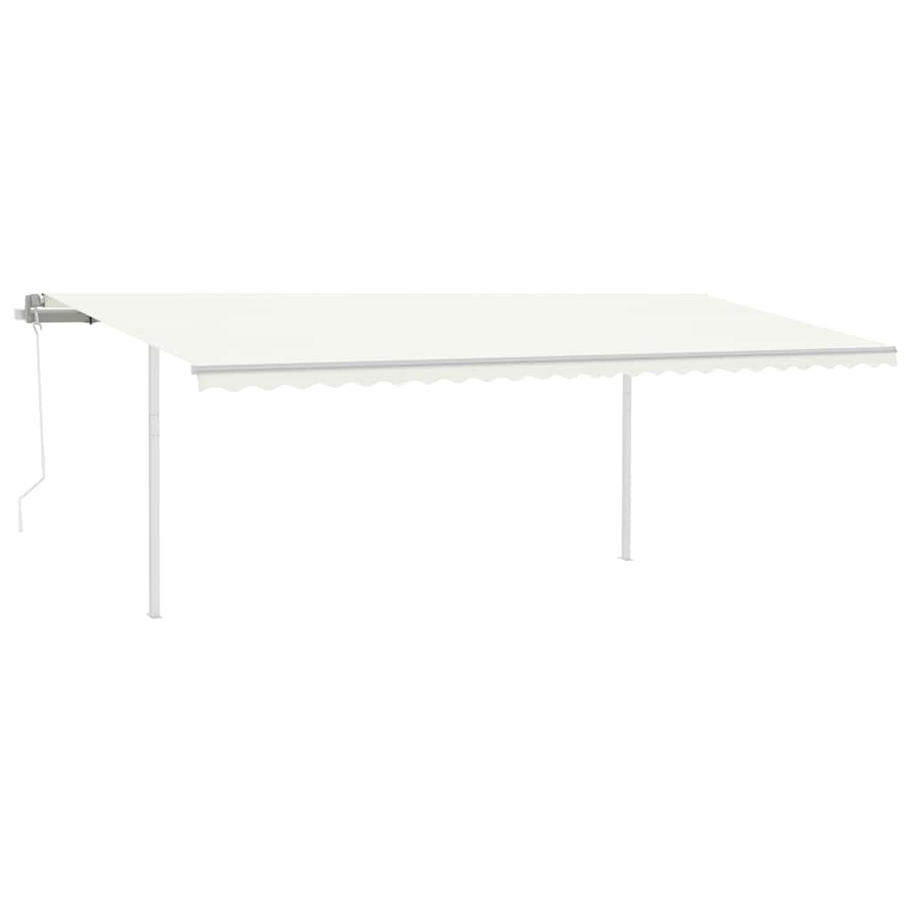 vidaXL Copertină automată cu senzor vânt & LED, crem, 6x3 m