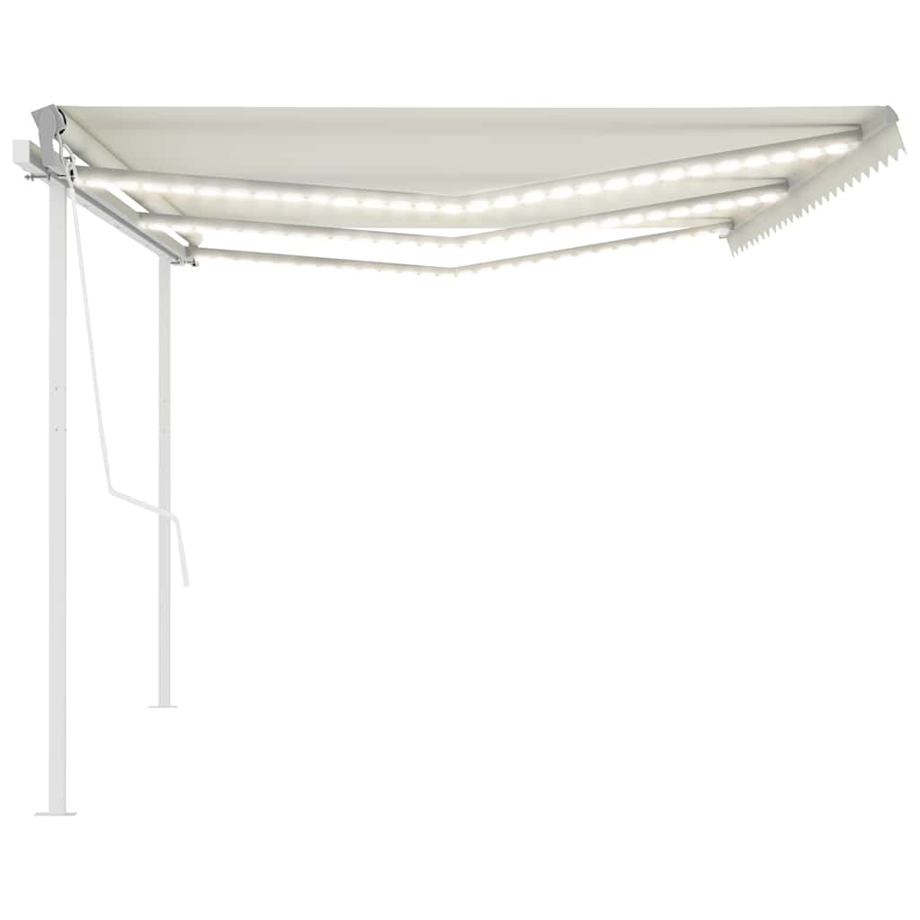 vidaXL Copertină automată cu senzor vânt & LED, crem, 6x3 m