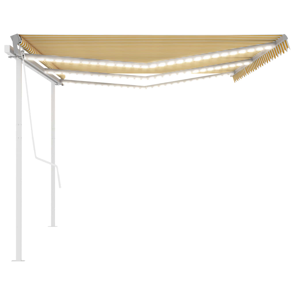 vidaXL Copertină automată cu senzor vânt & LED, galben&alb, 6x3 m