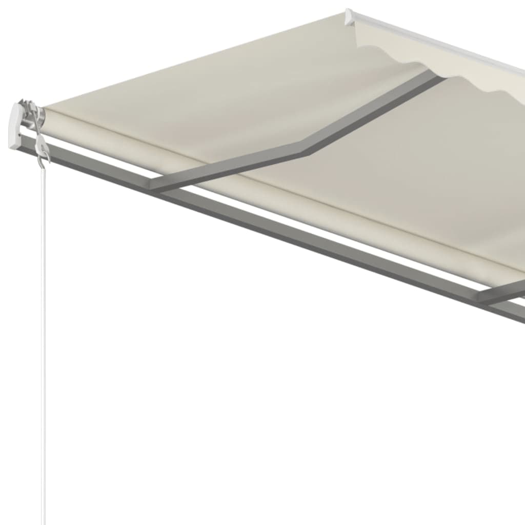 vidaXL Copertină retractabilă manual, cu stâlpi, crem, 4x3,5 m
