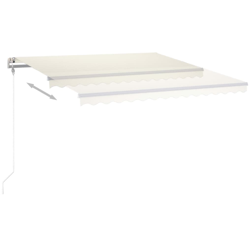 vidaXL Copertină retractabilă manual, cu LED, crem, 4x3,5 m