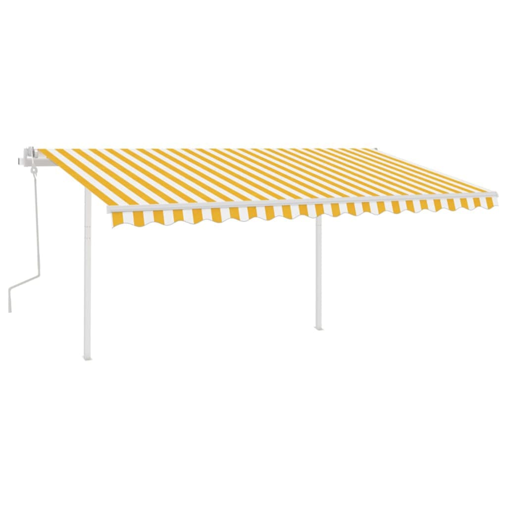 vidaXL Copertină retractabilă manual cu LED, galben și alb, 4x3,5 m