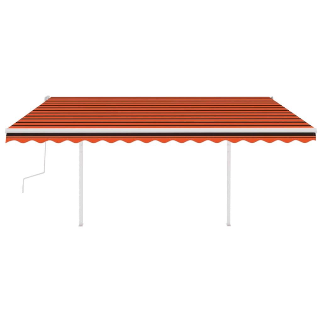 vidaXL Copertină retractabilă manual stâlpi portocaliu/maro,4,5x3,5 m