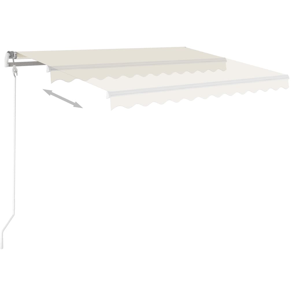 vidaXL Copertină retractabilă automat, cu stâlpi, crem, 4,5x3,5 m