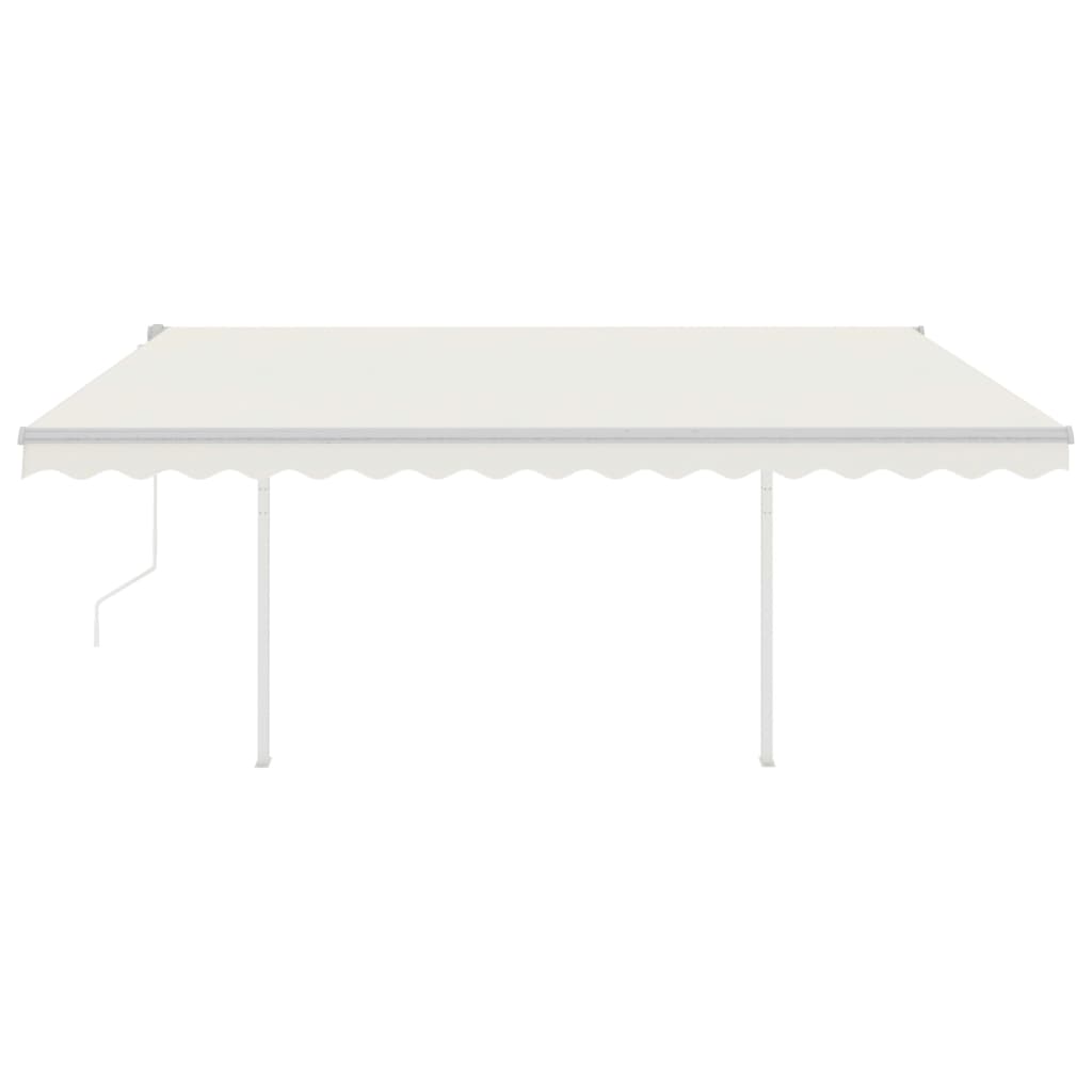 vidaXL Copertină retractabilă automat, cu stâlpi, crem, 4,5x3,5 m