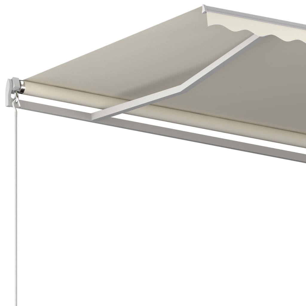 vidaXL Copertină retractabilă automat, cu stâlpi, crem, 4,5x3,5 m
