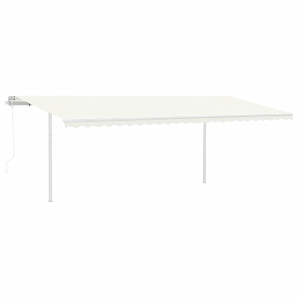vidaXL Copertină retractabilă automat, cu stâlpi, crem, 6x3,5 m