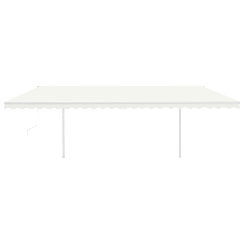 vidaXL Copertină retractabilă automat, cu stâlpi, crem, 6x3,5 m