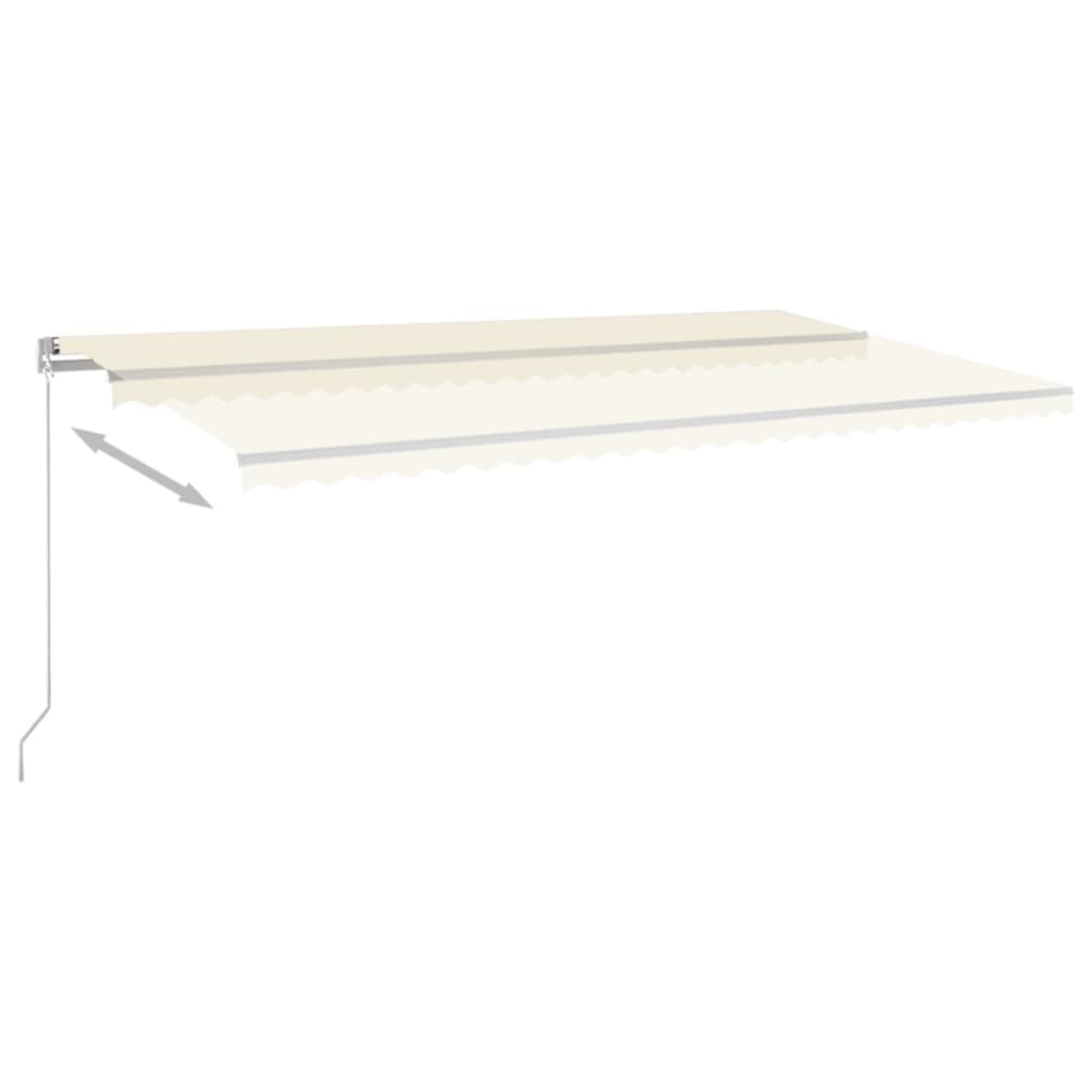 vidaXL Copertină retractabilă automat, cu stâlpi, crem, 6x3,5 m