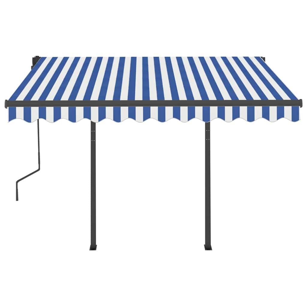 vidaXL Copertină retractabilă manual cu LED, albastru&alb, 3x2,5 m vidaXL Copertină retractabilă manual cu LED, albastru&alb, 3x2,5 m