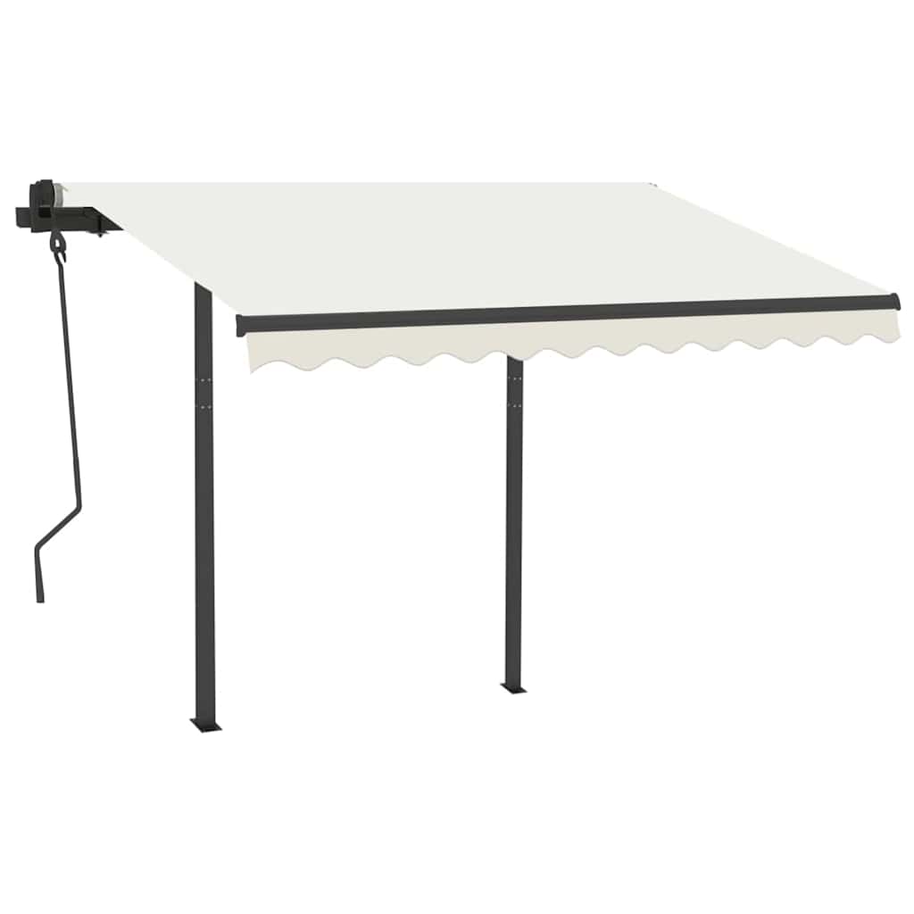 vidaXL Copertină retractabilă manual cu LED, crem, 3x2,5 m vidaXL Copertină retractabilă manual cu LED, crem, 3x2,5 m