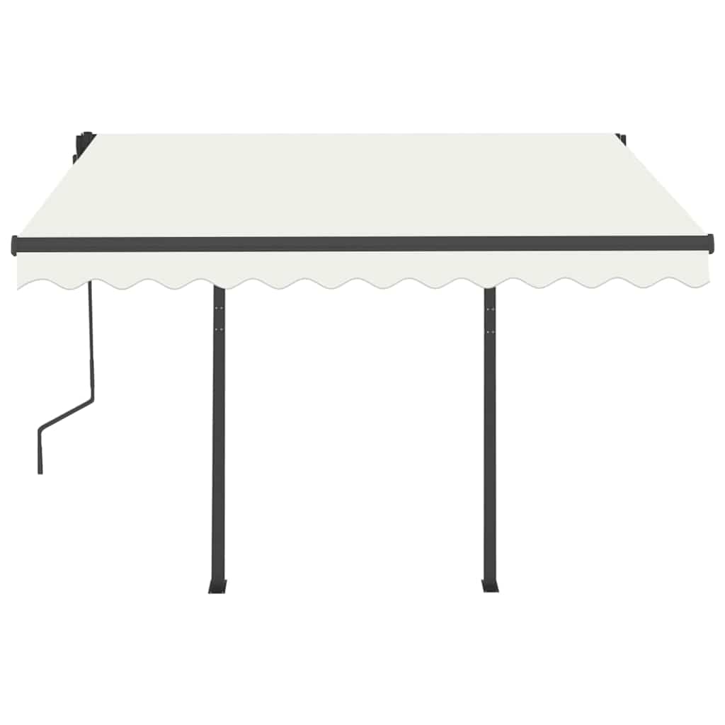 vidaXL Copertină retractabilă manual cu LED, crem, 3x2,5 m vidaXL Copertină retractabilă manual cu LED, crem, 3x2,5 m