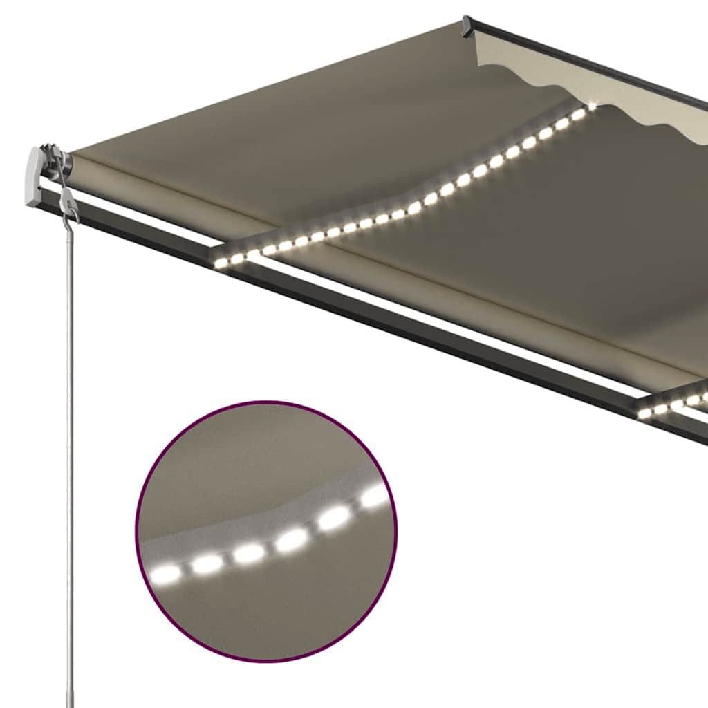 vidaXL Copertină retractabilă manual cu LED, crem, 3x2,5 m vidaXL Copertină retractabilă manual cu LED, crem, 3x2,5 m