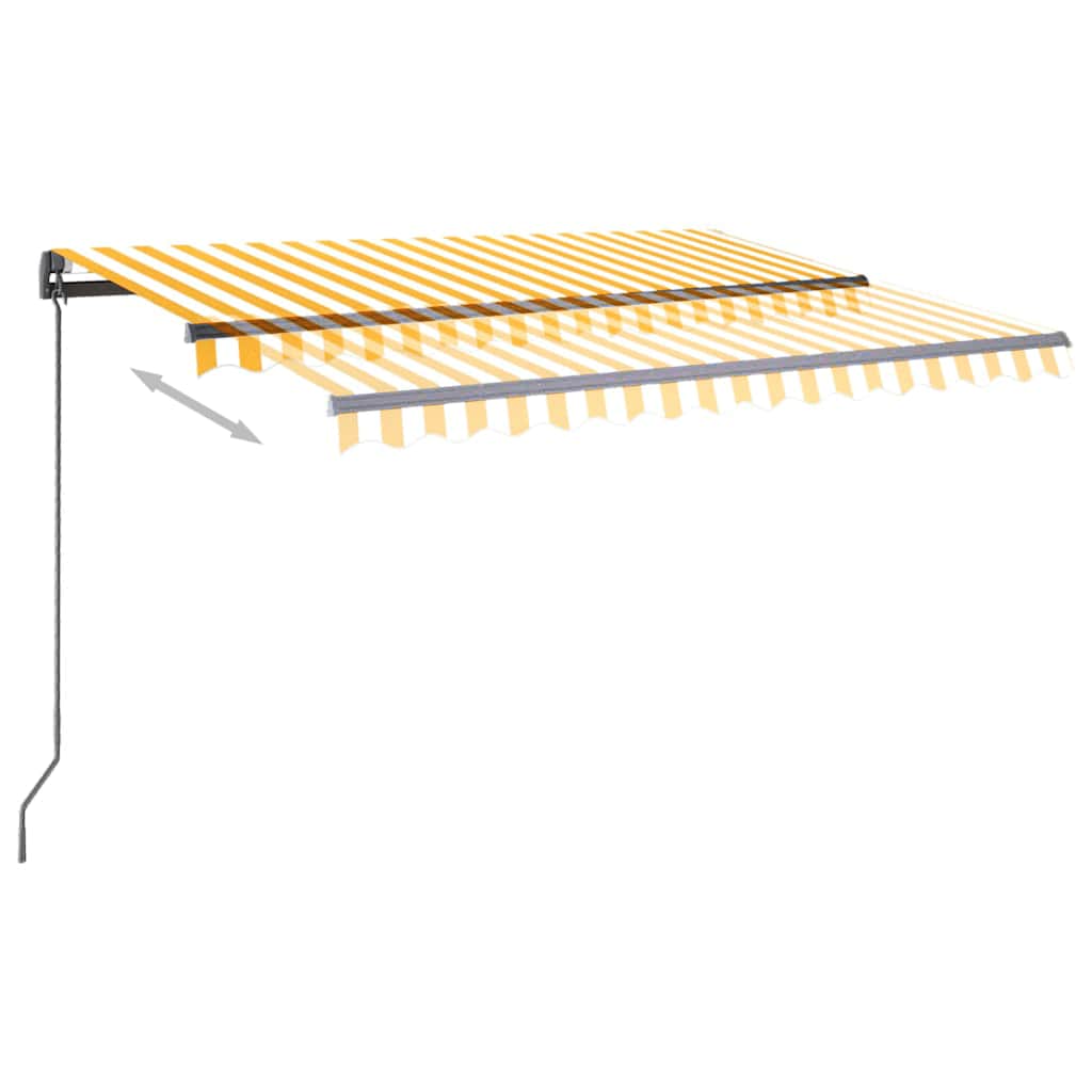 vidaXL Copertină retractabilă manual cu LED, galben&alb, 3x2,5 m