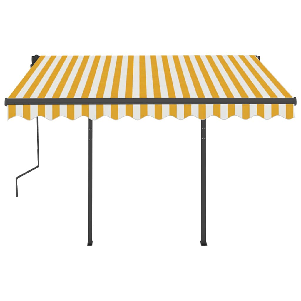 vidaXL Copertină retractabilă manual cu LED, galben&alb, 3x2,5 m