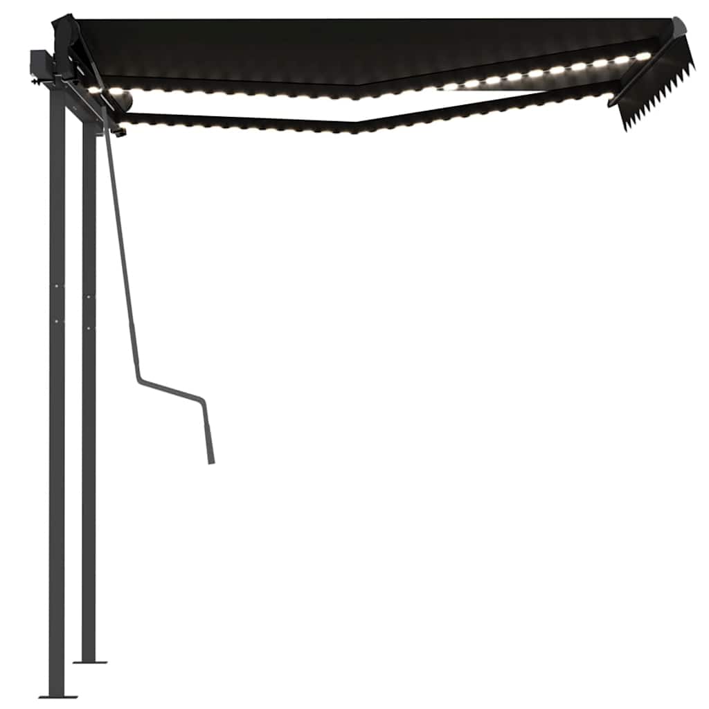 vidaXL Copertină retractabilă manual cu LED, antracit, 3x2,5 m vidaXL Copertină retractabilă manual cu LED, antracit, 3x2,5 m