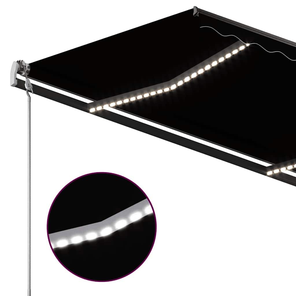 vidaXL Copertină retractabilă manual cu LED, antracit, 3x2,5 m vidaXL Copertină retractabilă manual cu LED, antracit, 3x2,5 m