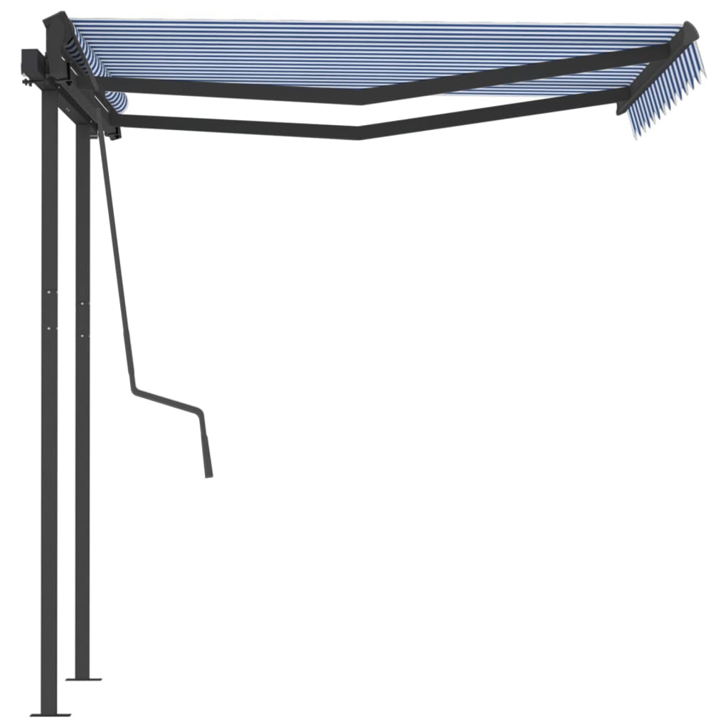 vidaXL Copertină retractabilă automat cu stâlpi, albastru&alb, 3x2,5 m vidaXL Copertină retractabilă automat cu stâlpi, albastru&alb, 3x2,5 m