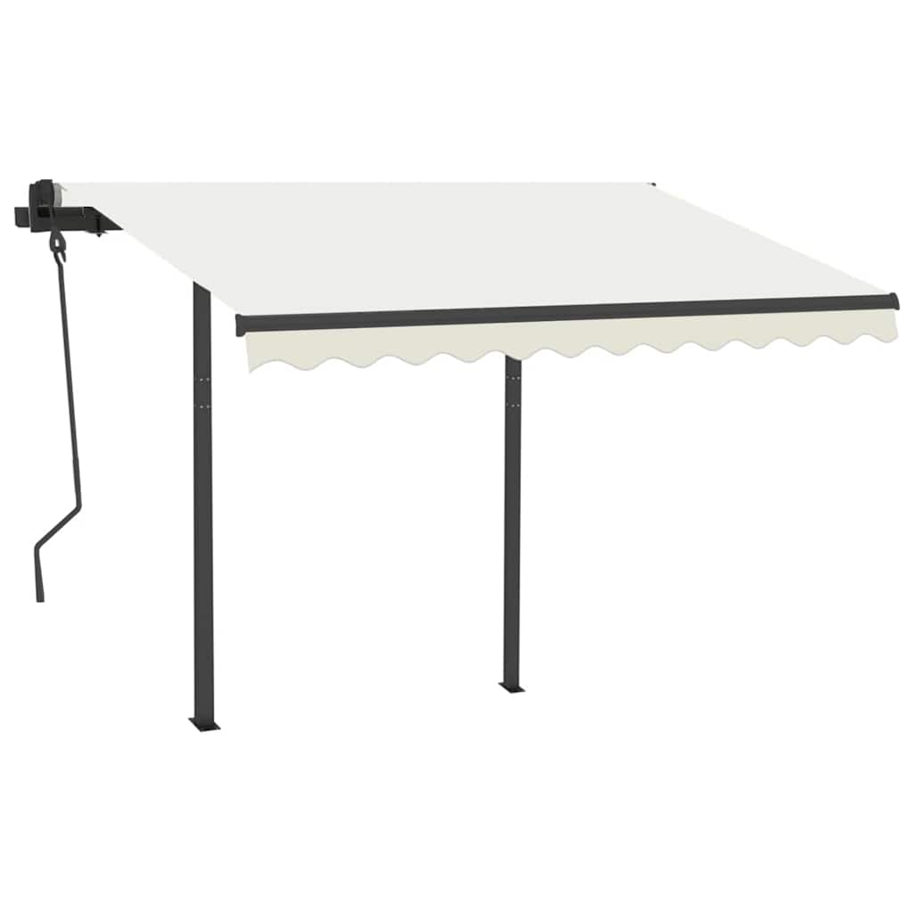 vidaXL Copertină retractabilă automat cu stâlpi, crem, 3x2,5 m