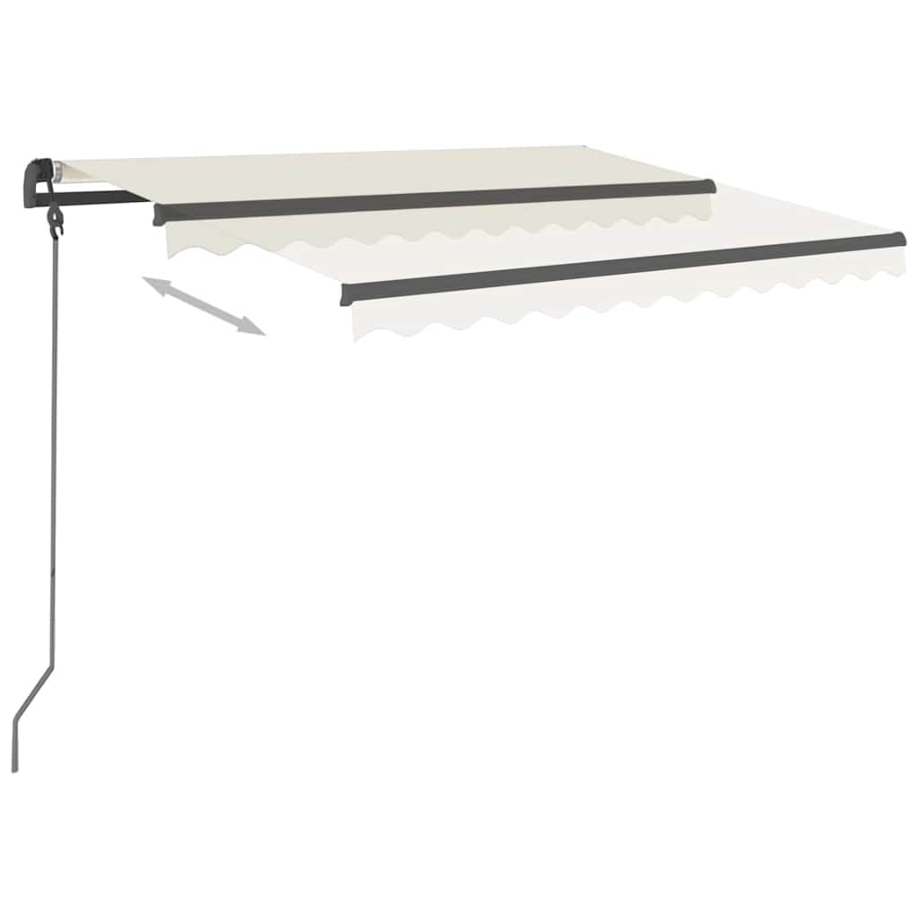 vidaXL Copertină retractabilă automat cu stâlpi, crem, 3x2,5 m