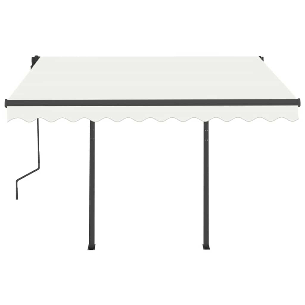 vidaXL Copertină retractabilă automat cu stâlpi, crem, 3x2,5 m