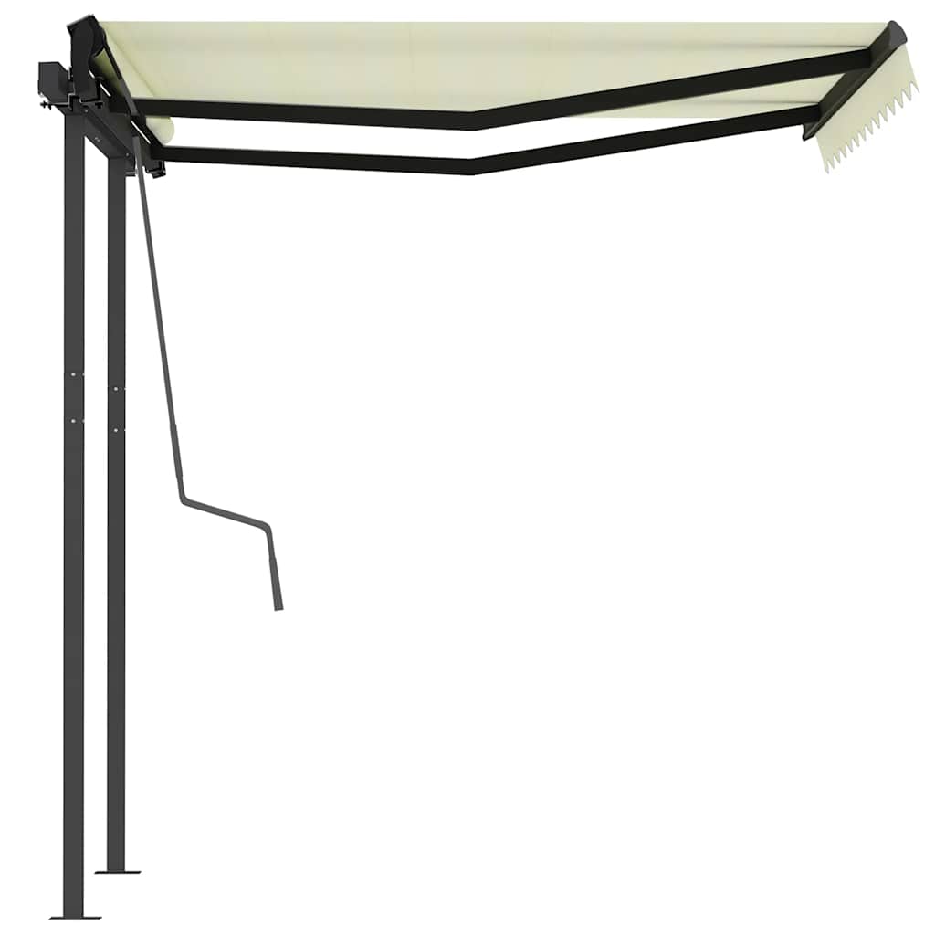 vidaXL Copertină retractabilă automat cu stâlpi, crem, 3x2,5 m