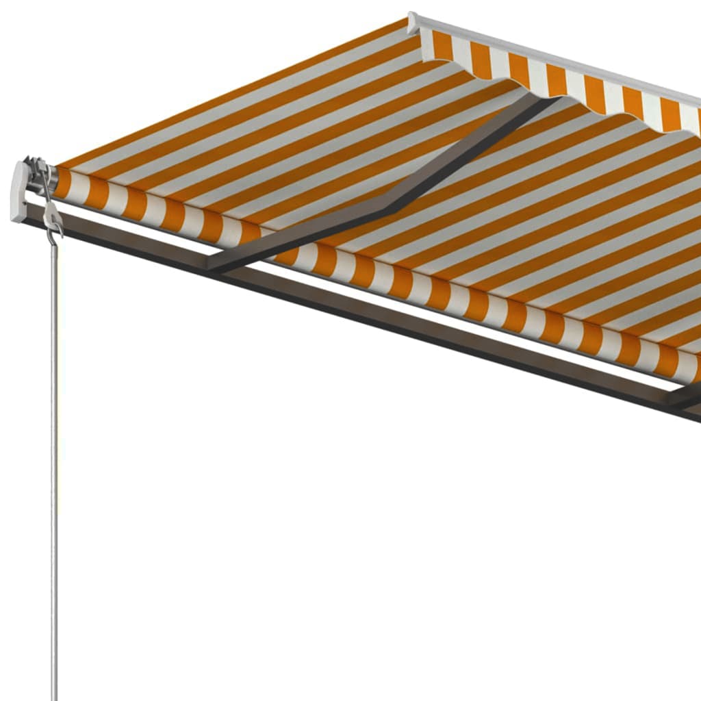 vidaXL Copertină retractabilă automat cu stâlpi, galben & alb, 3x2,5 m vidaXL Copertină retractabilă automat cu stâlpi, galben & alb, 3x2,5 m
