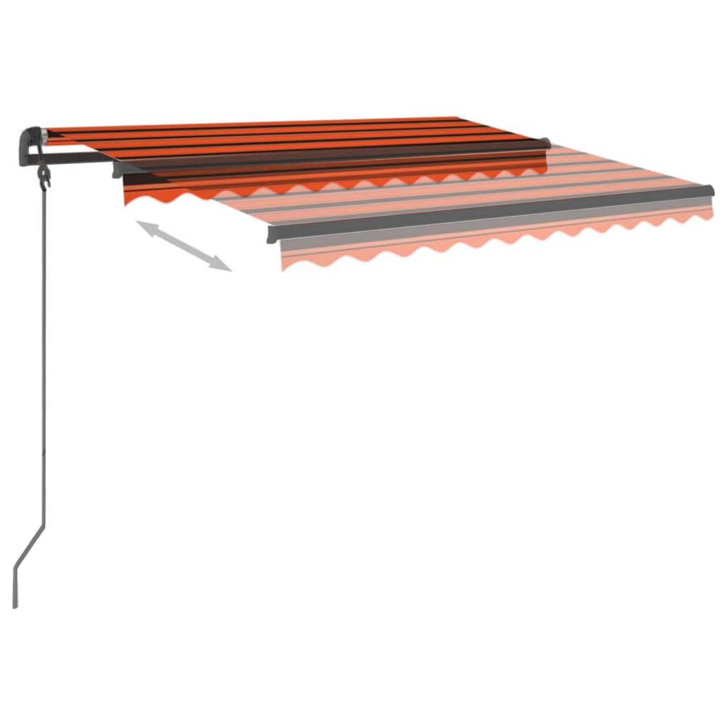 vidaXL Copertină retractabilă automat, stâlpi, portocaliu&maro 3x2,5 m vidaXL Copertină retractabilă automat, stâlpi, portocaliu&maro 3x2,5 m