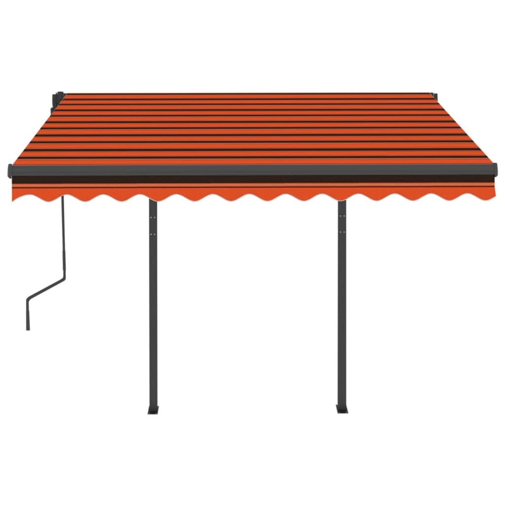 vidaXL Copertină retractabilă automat, stâlpi, portocaliu&maro 3x2,5 m vidaXL Copertină retractabilă automat, stâlpi, portocaliu&maro 3x2,5 m