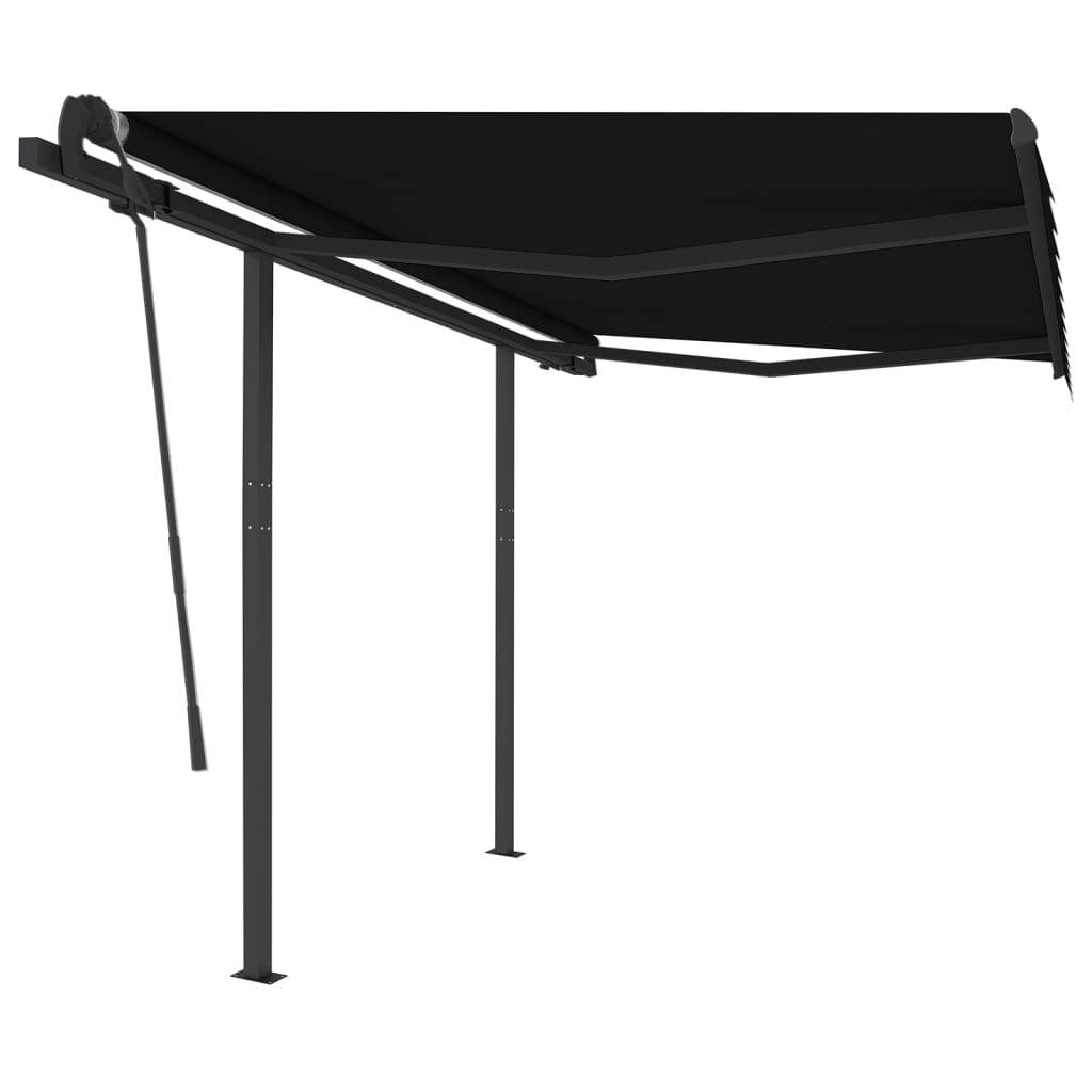 vidaXL Copertină retractabilă manual cu stâlpi, antracit, 3,5x2,5 m vidaXL Copertină retractabilă manual cu stâlpi, antracit, 3,5x2,5 m