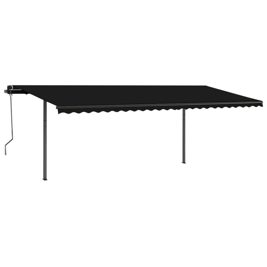 vidaXL Copertină retractabilă manual cu stâlpi, antracit, 3,5x2,5 m vidaXL Copertină retractabilă manual cu stâlpi, antracit, 3,5x2,5 m