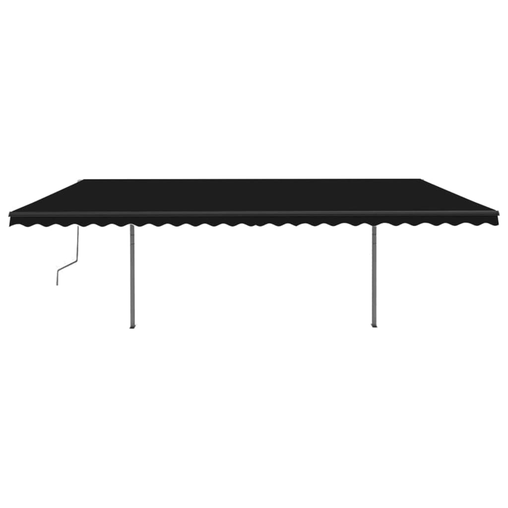 vidaXL Copertină retractabilă manual cu stâlpi, antracit, 3,5x2,5 m vidaXL Copertină retractabilă manual cu stâlpi, antracit, 3,5x2,5 m