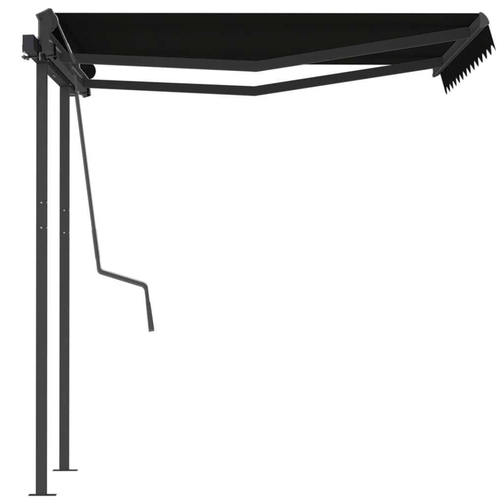 vidaXL Copertină retractabilă manual cu stâlpi, antracit, 3,5x2,5 m vidaXL Copertină retractabilă manual cu stâlpi, antracit, 3,5x2,5 m