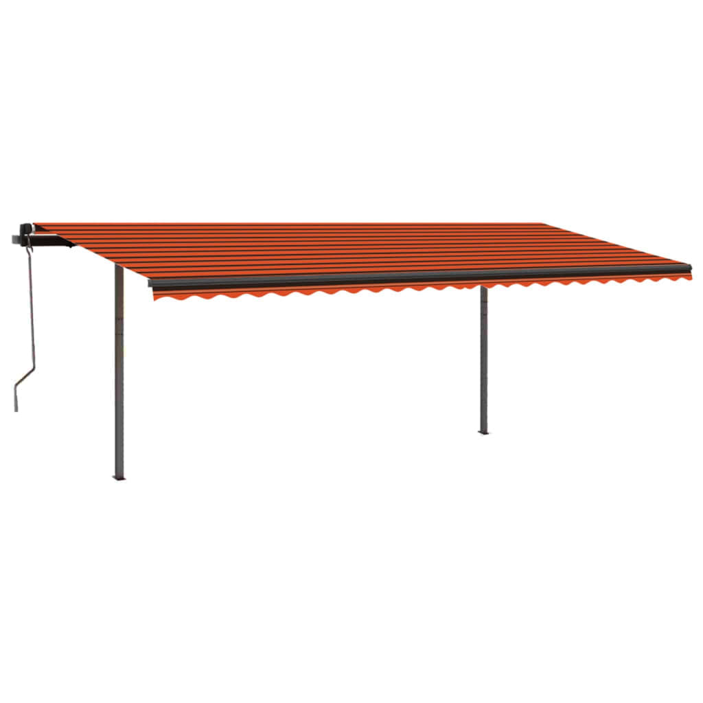 vidaXL Copertină retractabilă manual, stâlpi portocaliu&maro 3,5x2,5 m vidaXL Copertină retractabilă manual, stâlpi portocaliu&maro 3,5x2,5 m