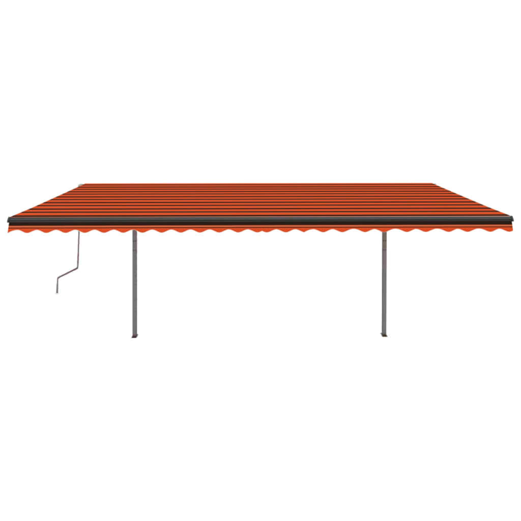 vidaXL Copertină retractabilă manual, stâlpi portocaliu&maro 3,5x2,5 m vidaXL Copertină retractabilă manual, stâlpi portocaliu&maro 3,5x2,5 m