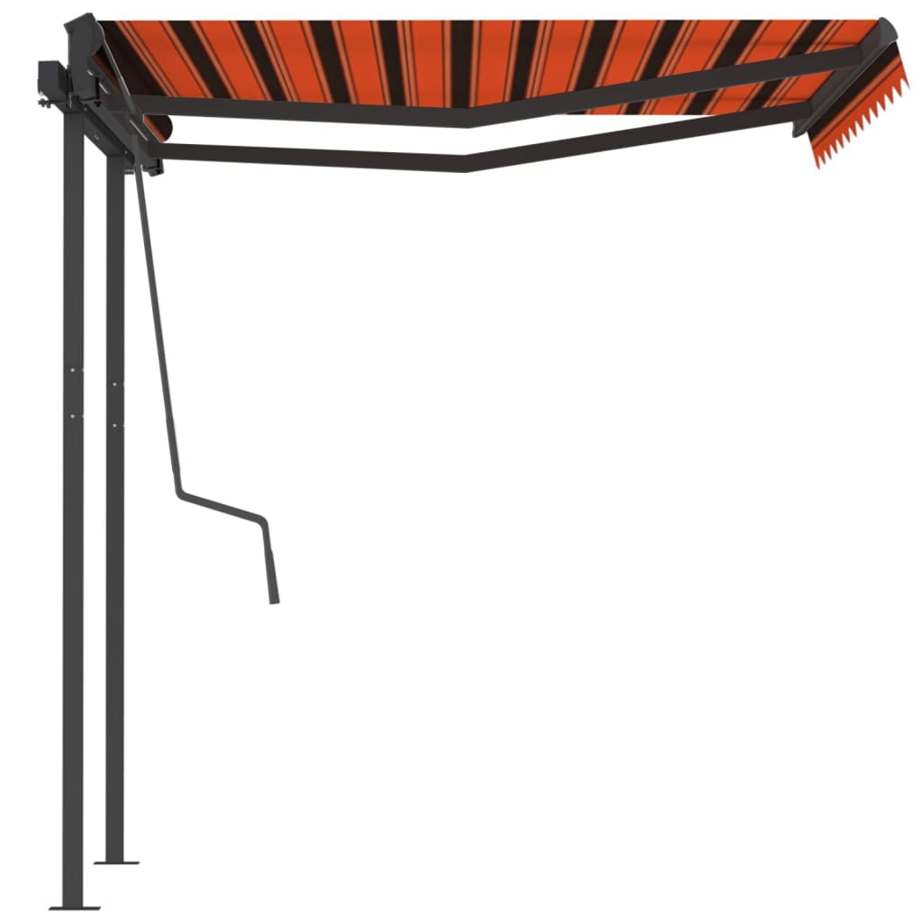 vidaXL Copertină retractabilă manual, stâlpi portocaliu&maro 3,5x2,5 m vidaXL Copertină retractabilă manual, stâlpi portocaliu&maro 3,5x2,5 m