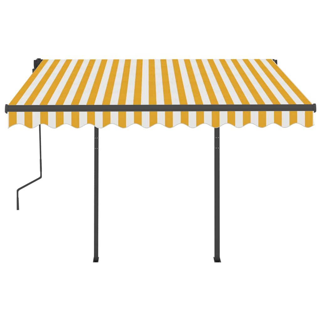 vidaXL Copertină retractabilă manual cu LED, galben/alb, 3,5x2,5 m