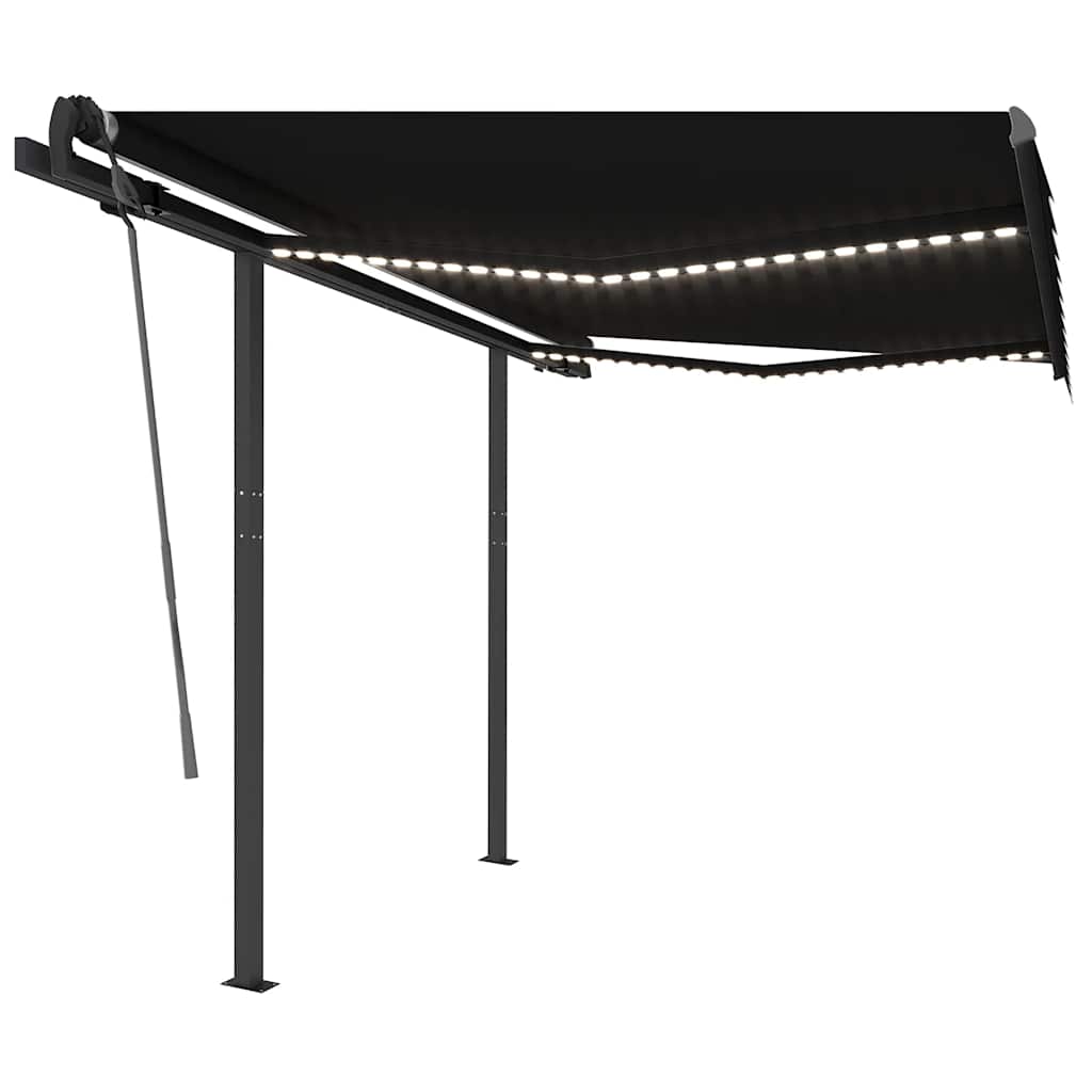 vidaXL Copertină retractabilă manual cu LED, antracit, 3,5x2,5 m vidaXL Copertină retractabilă manual cu LED, antracit, 3,5x2,5 m