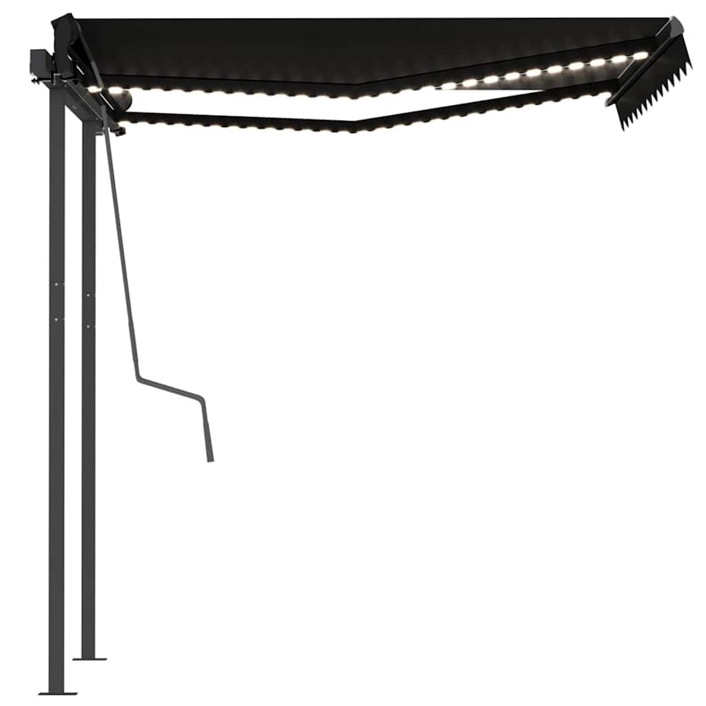 vidaXL Copertină retractabilă manual cu LED, antracit, 3,5x2,5 m vidaXL Copertină retractabilă manual cu LED, antracit, 3,5x2,5 m