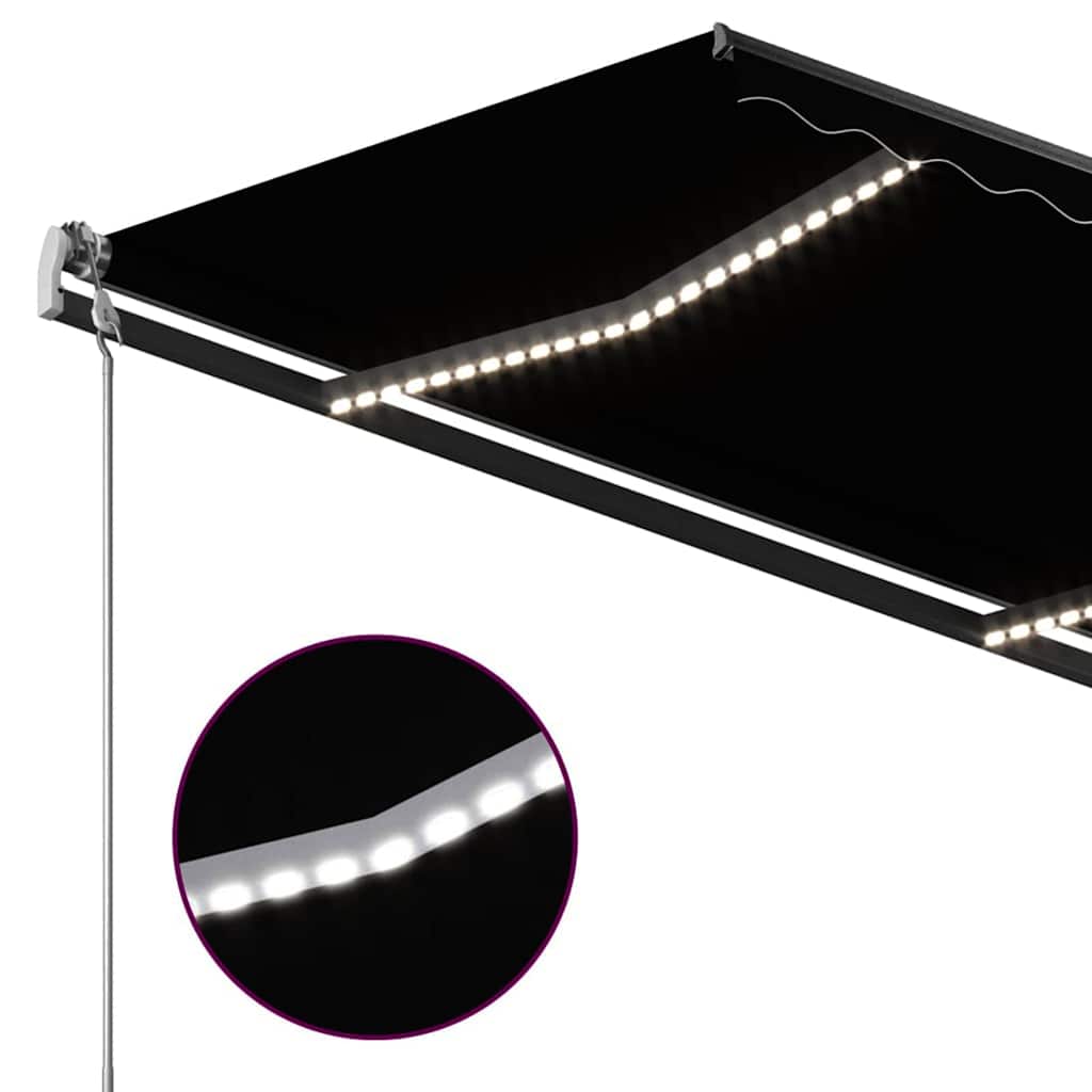 vidaXL Copertină retractabilă manual cu LED, antracit, 3,5x2,5 m vidaXL Copertină retractabilă manual cu LED, antracit, 3,5x2,5 m
