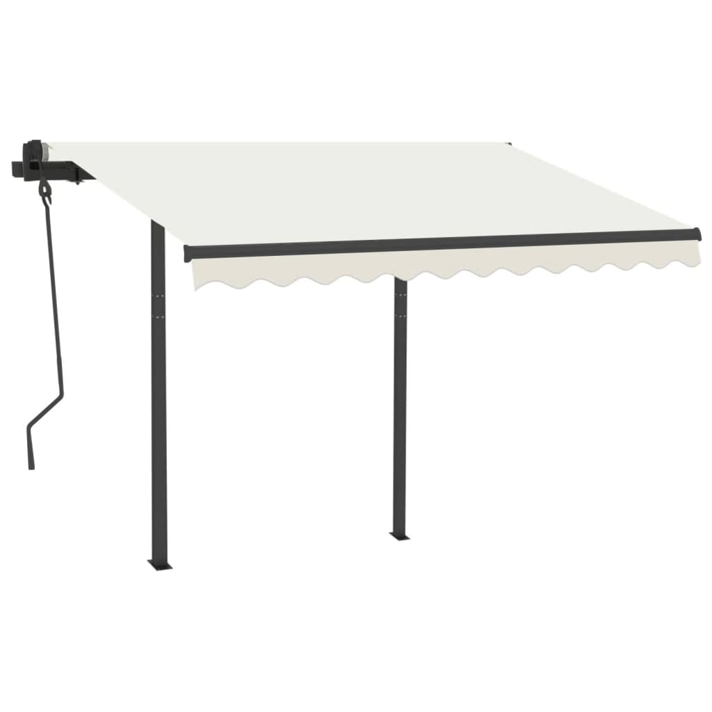 vidaXL Copertină retractabilă automat cu stâlpi, crem, 3,5x2,5 m
