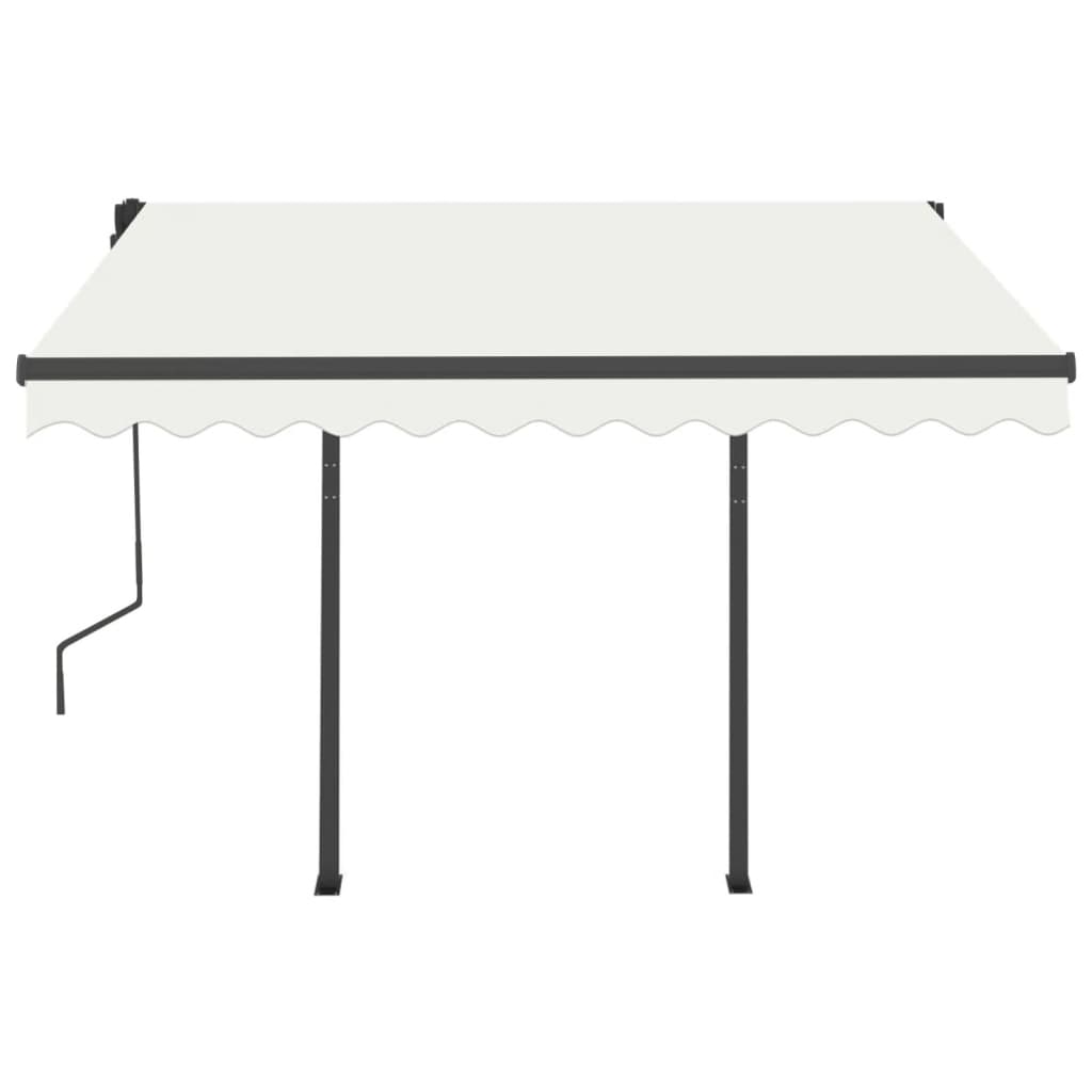 vidaXL Copertină retractabilă automat cu stâlpi, crem, 3,5x2,5 m