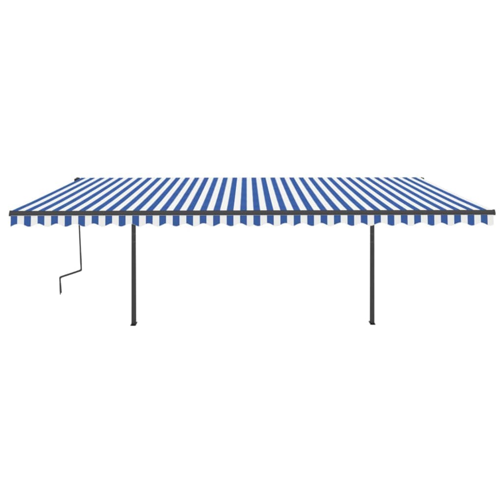 vidaXL Copertină retractabilă manual cu stâlpi, albastru & alb, 6x3 m vidaXL Copertină retractabilă manual cu stâlpi, albastru & alb, 6x3 m