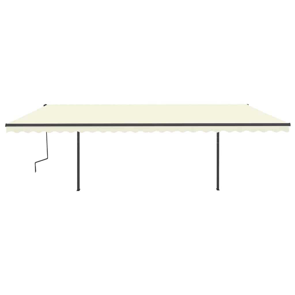 vidaXL Copertină retractabilă manual cu stâlpi, crem, 6x3 m vidaXL Copertină retractabilă manual cu stâlpi, crem, 6x3 m
