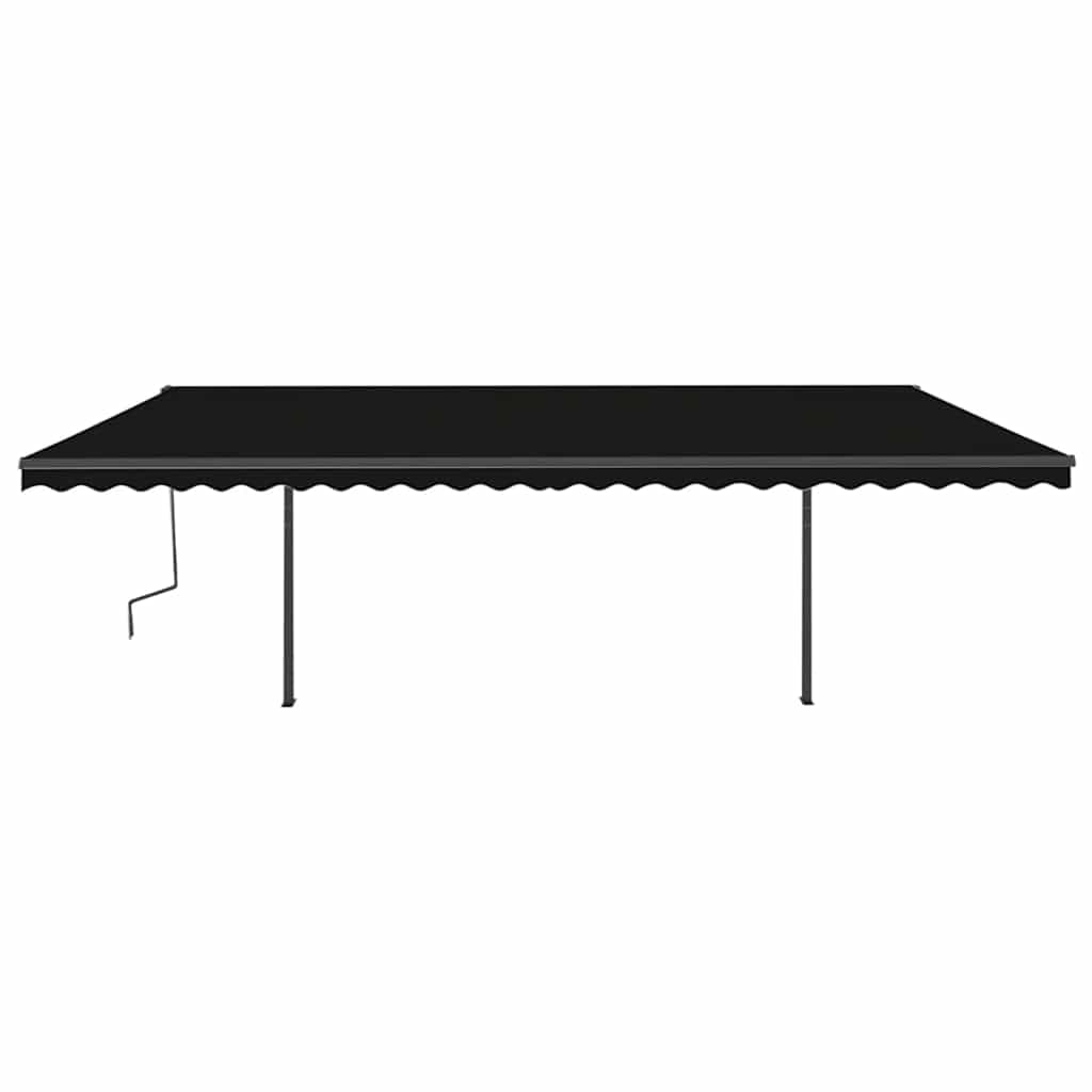 vidaXL Copertină retractabilă manual cu stâlpi, antracit, 6x3 m