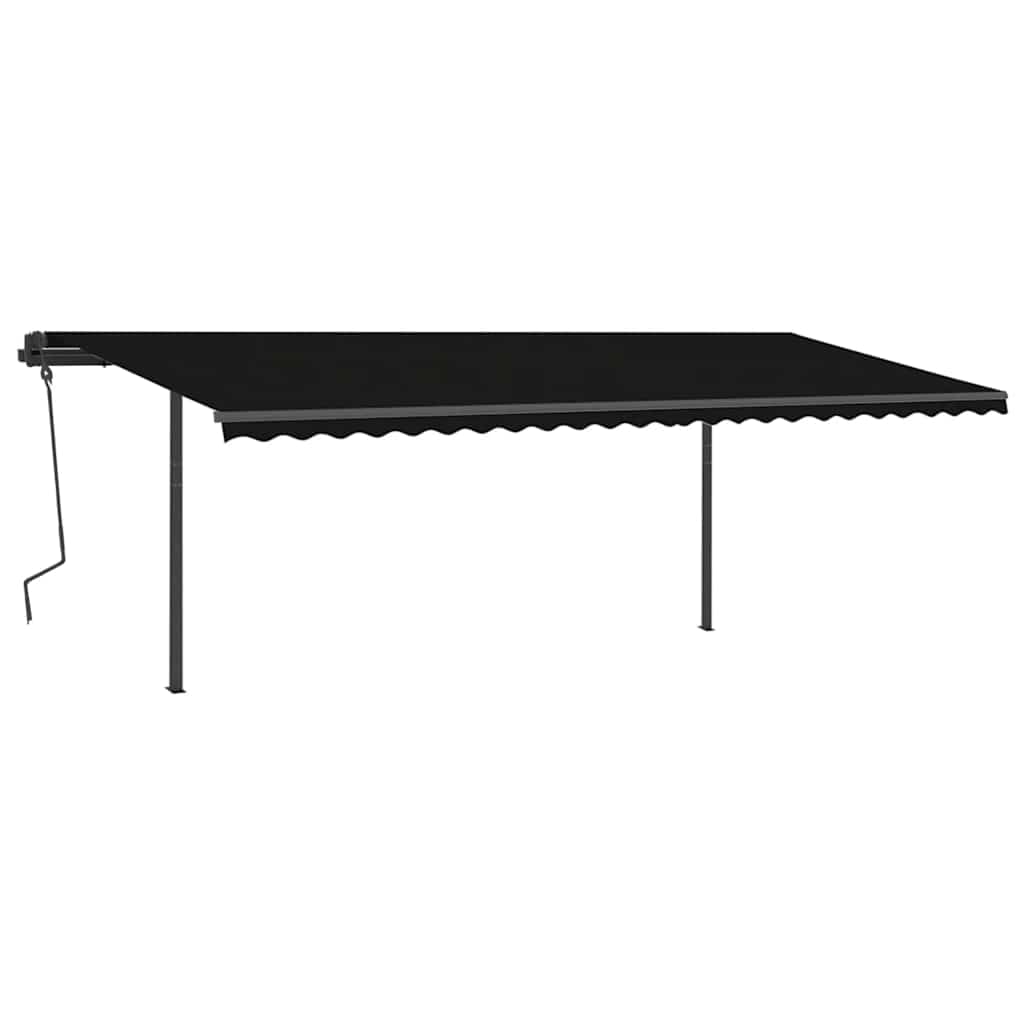 vidaXL Copertină retractabilă manual cu stâlpi, antracit, 6x3 m