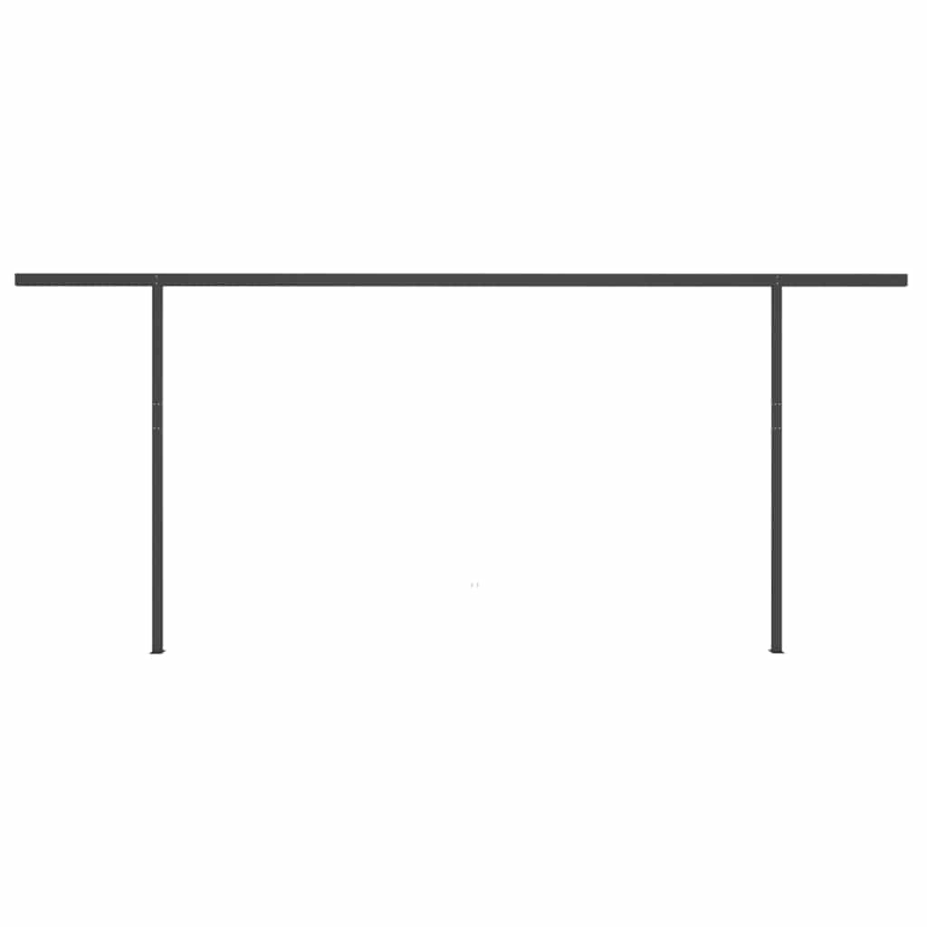 vidaXL Copertină retractabilă manual cu stâlpi, antracit, 6x3 m