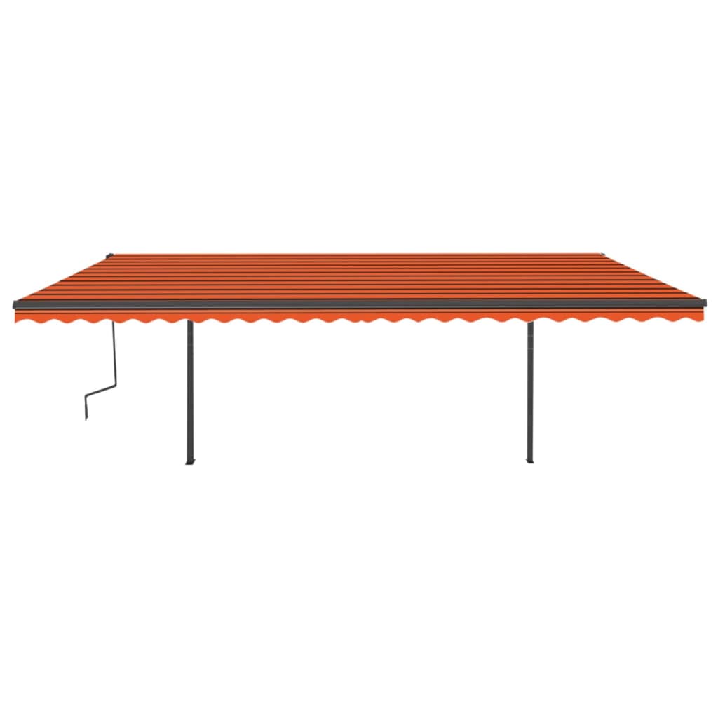 vidaXL Copertină retractabilă manual cu stâlpi, portocaliu/maro, 6x3 m vidaXL Copertină retractabilă manual cu stâlpi, portocaliu/maro, 6x3 m