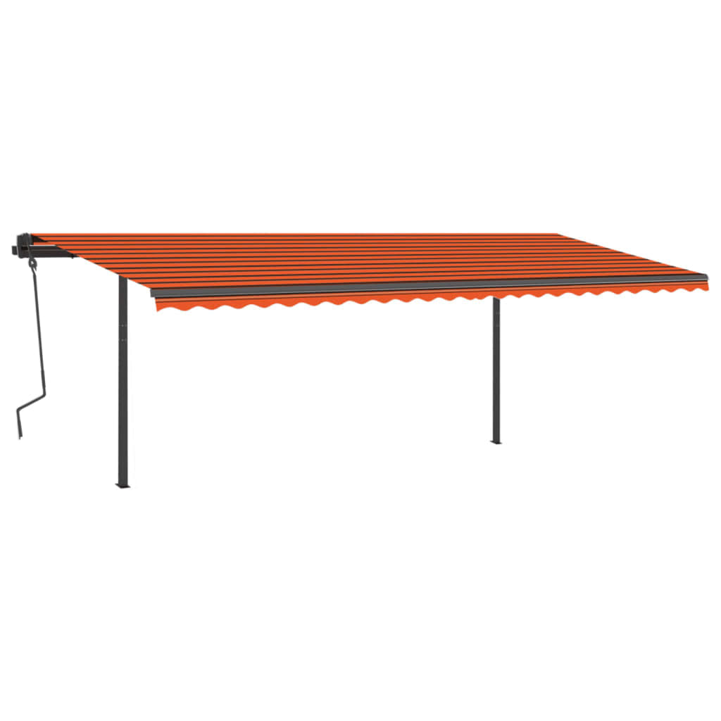 vidaXL Copertină retractabilă manual cu stâlpi, portocaliu/maro, 6x3 m vidaXL Copertină retractabilă manual cu stâlpi, portocaliu/maro, 6x3 m